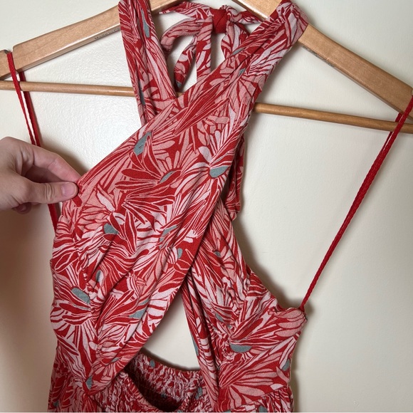 Free People Women’s Libby Convertible Mini Halter Dress Red Floral XS Beach Boho - Picture 3 of 8